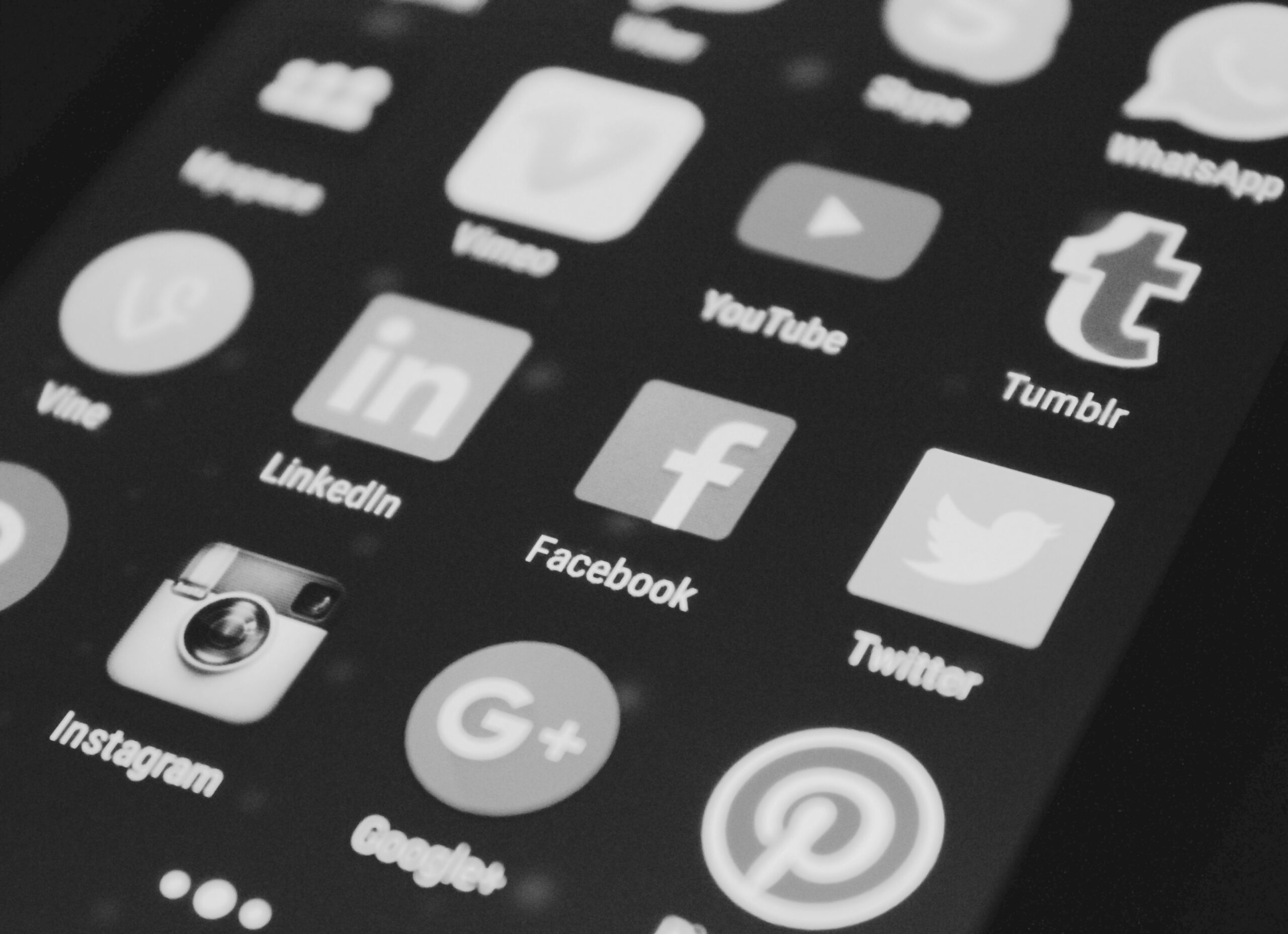 Mobile apps screen representing digital marketing tools